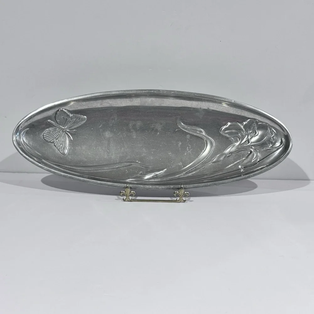 Lenox Butterfly‎ Meadow Aluminum Bread Tray Display Piece Raised Design 17.5